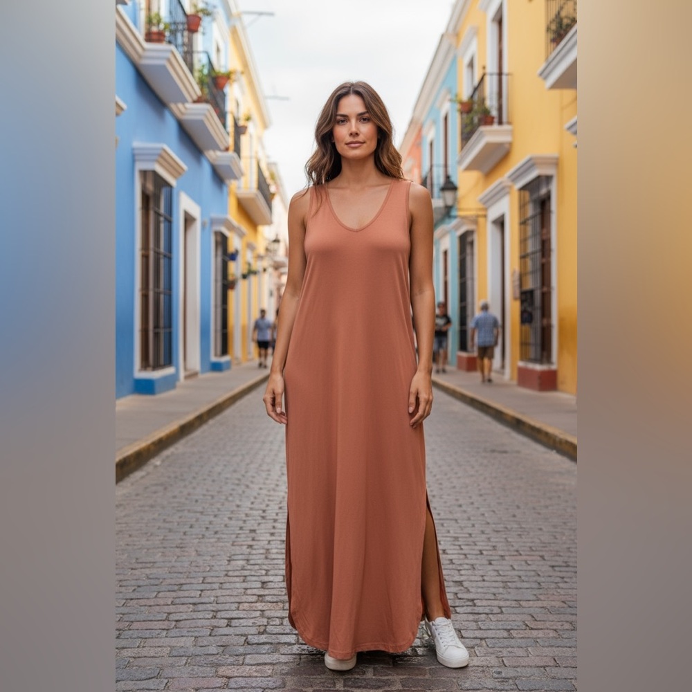 ✨Jackson Rowe Lacy Tank Dress NWT sz small terracotta rose midi soft jersey